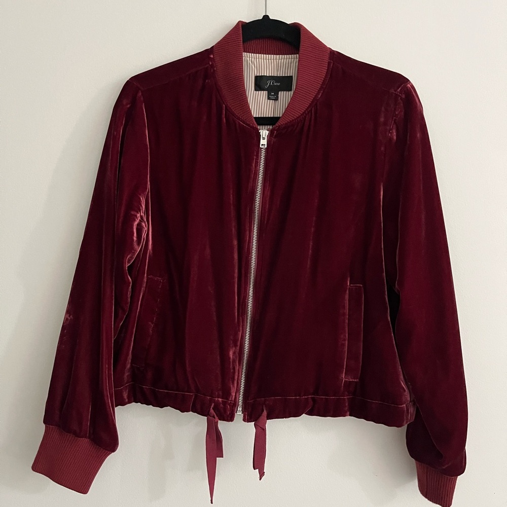 J. Crew Women's Velvet Bomber Jacket - Red